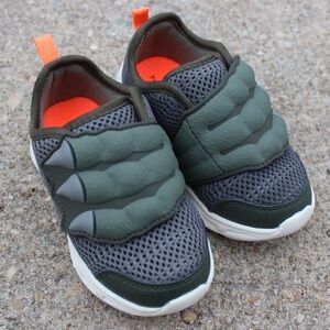 Carter's Toddler Light Up Olive Green Dinosaur Slip-On Sneakers Sz 7